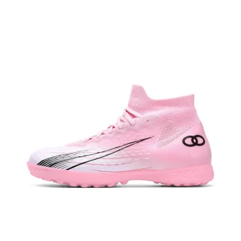 Kung Fu Partners TF Rubber Broken Studs Cushioning Anti-Slip Wear-Resistant Breathability Soccer Shoes Unisex Pink