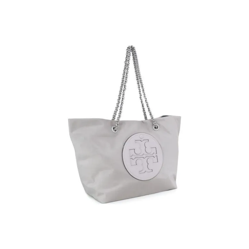 TORY BURCH Ella Fabric Artificial Leather Tote Bag Shopping Bag Shoulder Bag Handbag Medium Size Women's Gray-1