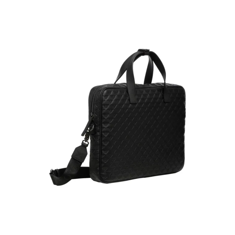 EMPORIO ARMANI Leather Shoulder Bag, Crossbody Bag, Handbag Men's Black-1