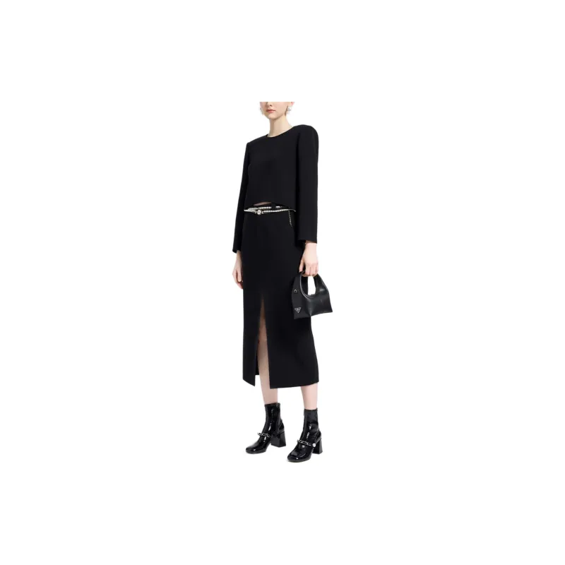 BESIONIA Solid Color Crew Neck Long Sleeved T Shirt Women's Black-2