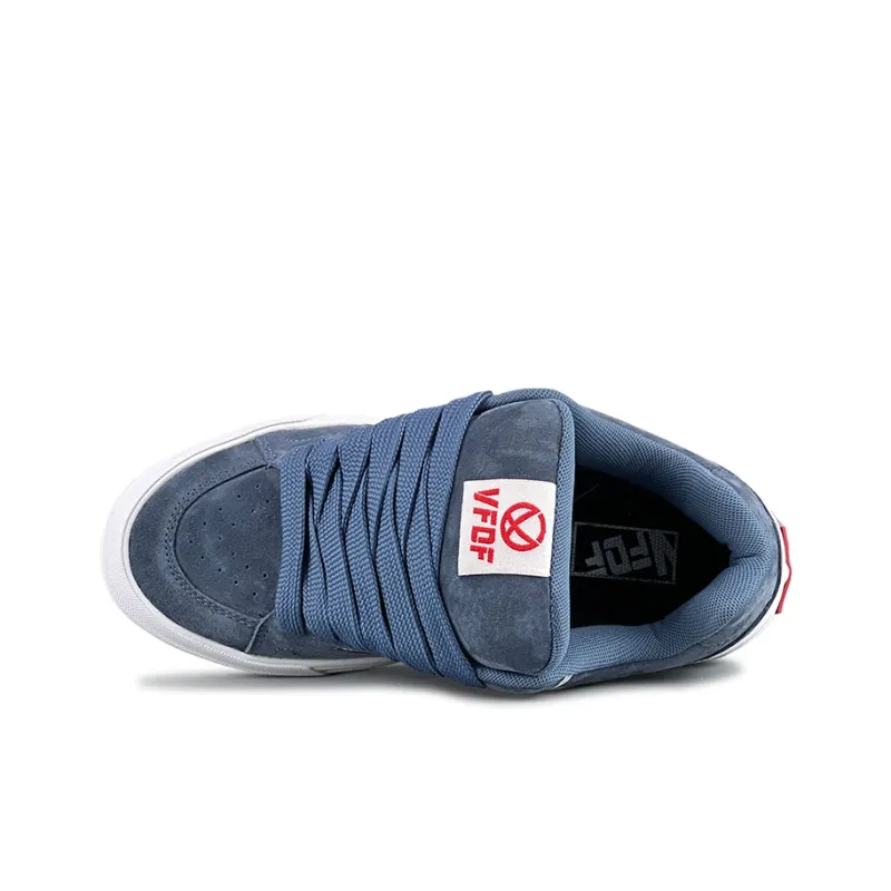 VFDF Puffy Shoes Anti Slip Wear Resistant Low Top Skateboard Shoes Unisex Sea Blue White-3