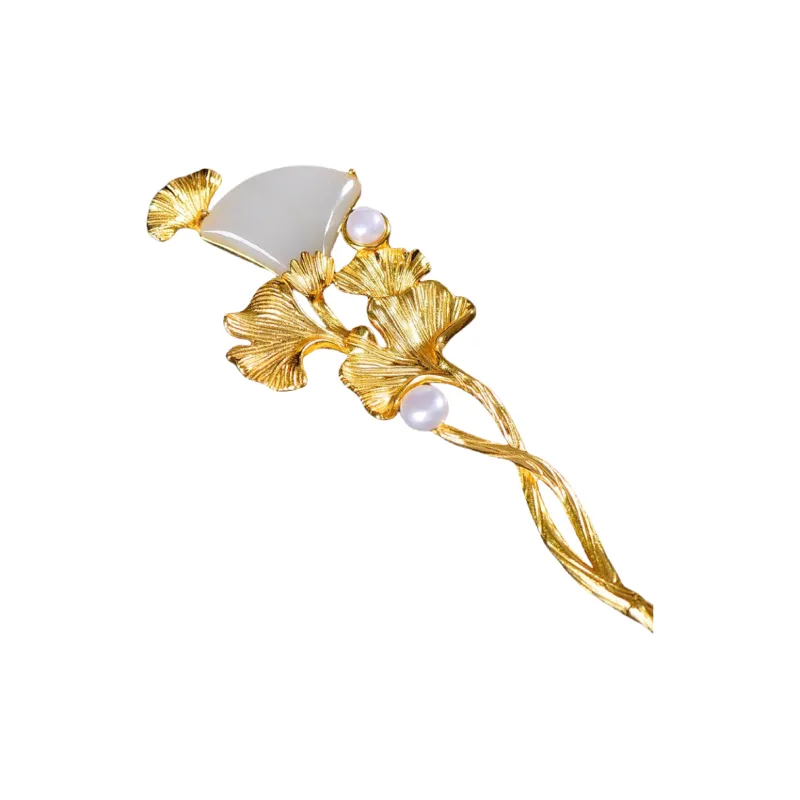 Jade Charm Yao Hetian Jade Hairpin White Jade/Pale Greenish White Jade Women's-1