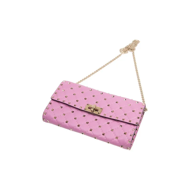Valentino Cow Leather Shoulder Bag Crossbody Bag Women's Pink Purple-3
