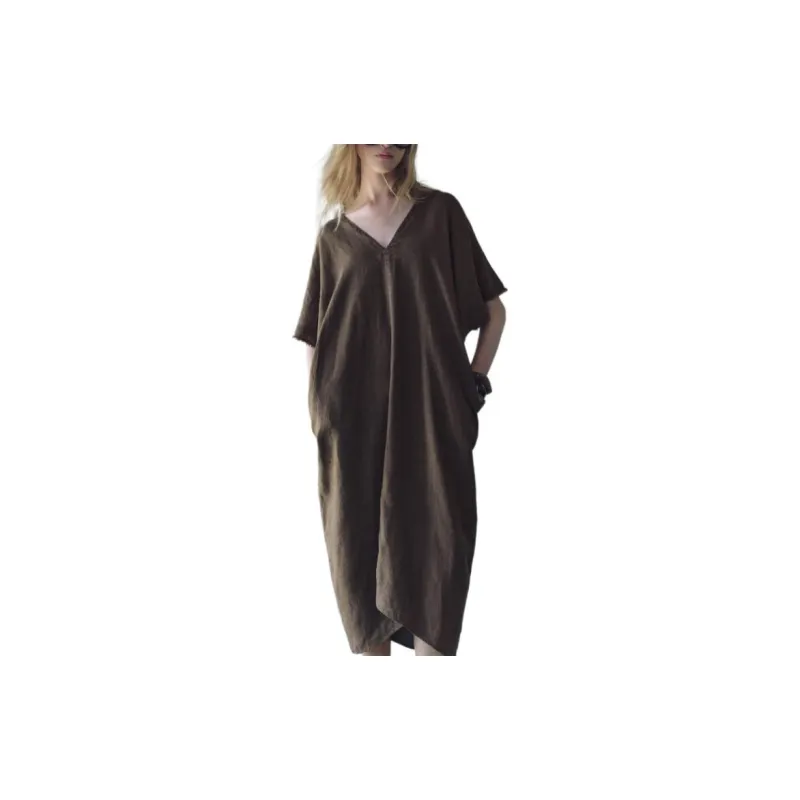 ZARA Short-Sleeved Dresses Women's Brown-1