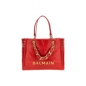 BALMAIN 1945 Soft Logo Plaque Tote Bag