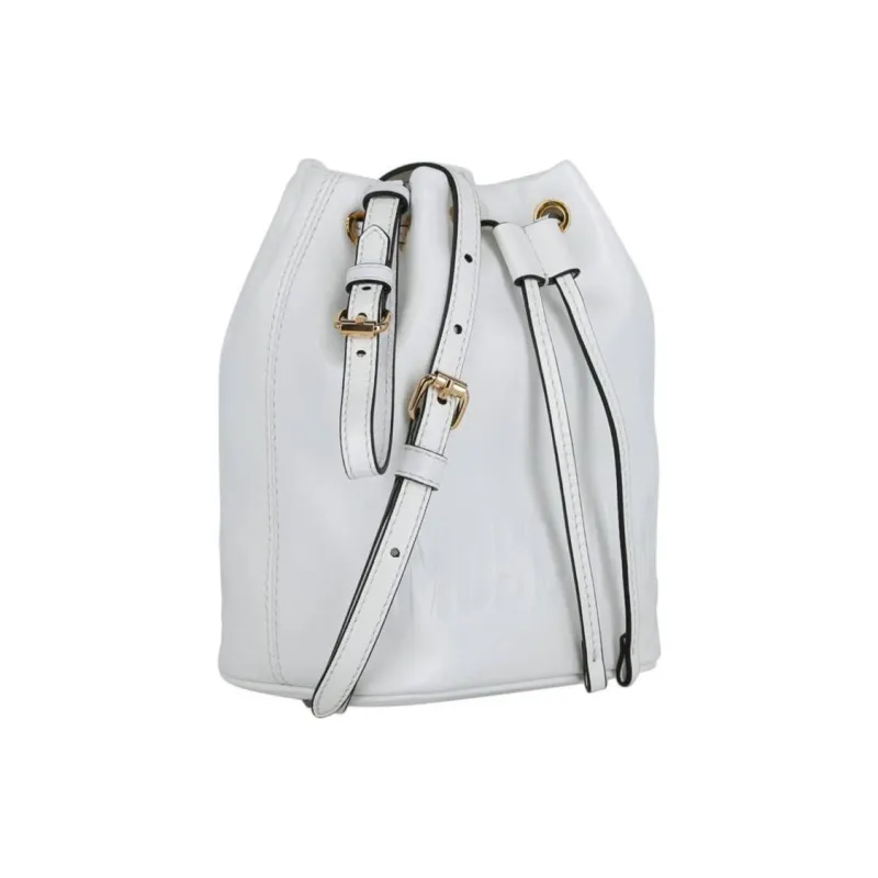 MOSCHINO Leather Bucket Bags Handbags Medium Size Women's White-1