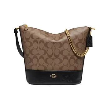 COACH Paxton PVC Hobo Bag Shoulder Bag Crossbody Bag Small Size Women's Khaki Monogram Black