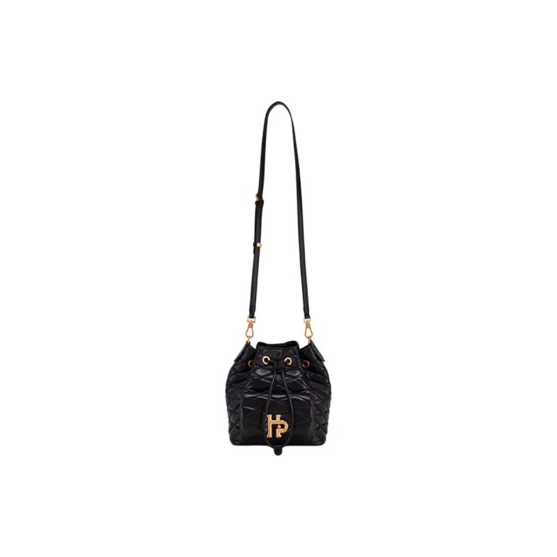 Hush Puppies Sheepskin Bucket Bags Shoulder Bag Crossbody Bag Handbag Medium Size Women's Black/grey Apricot-1