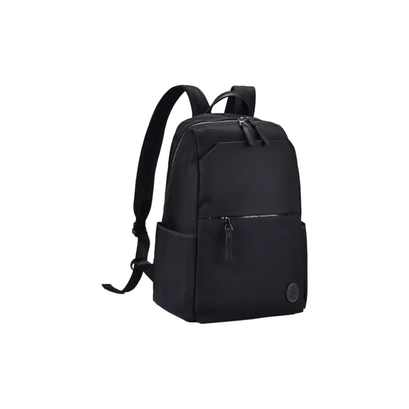 Hush Puppies Fabric Cow Leather Patchwork Backpack Large Size Men's Black-4
