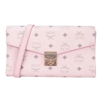 MCM Millie Visetos Fabric Crossbody Bag, Shoulder Bag Medium Size Women's Pink