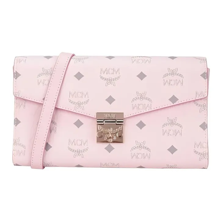 MCM Millie Visetos Fabric Crossbody Bag, Shoulder Bag Medium Size Women's Pink-0
