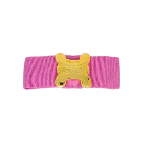 CELINE Canvas Hair Clips Women's Pink