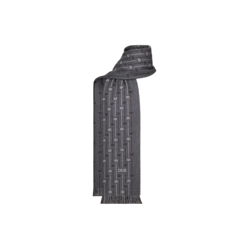 DIOR Sheep Wool Knit Scarves Men's Coal Gray-1