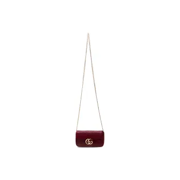 GUCCI GG Marmont Leather Shoulder Bag Crossbody Bag Extra Mini Women's Burgundy