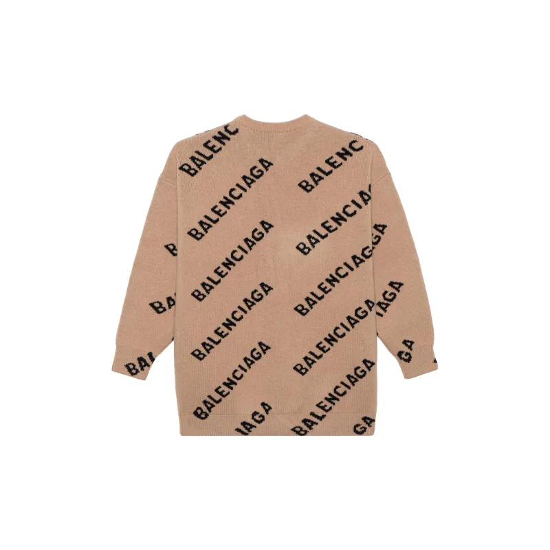 Balenciaga All Over Logo Crewneck 'Beige/Black'-1