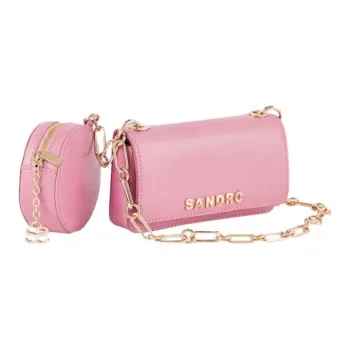 Sandro Cow Leather Shoulder Bag Handbag Shoulder Bag Medium Size Women's Pink