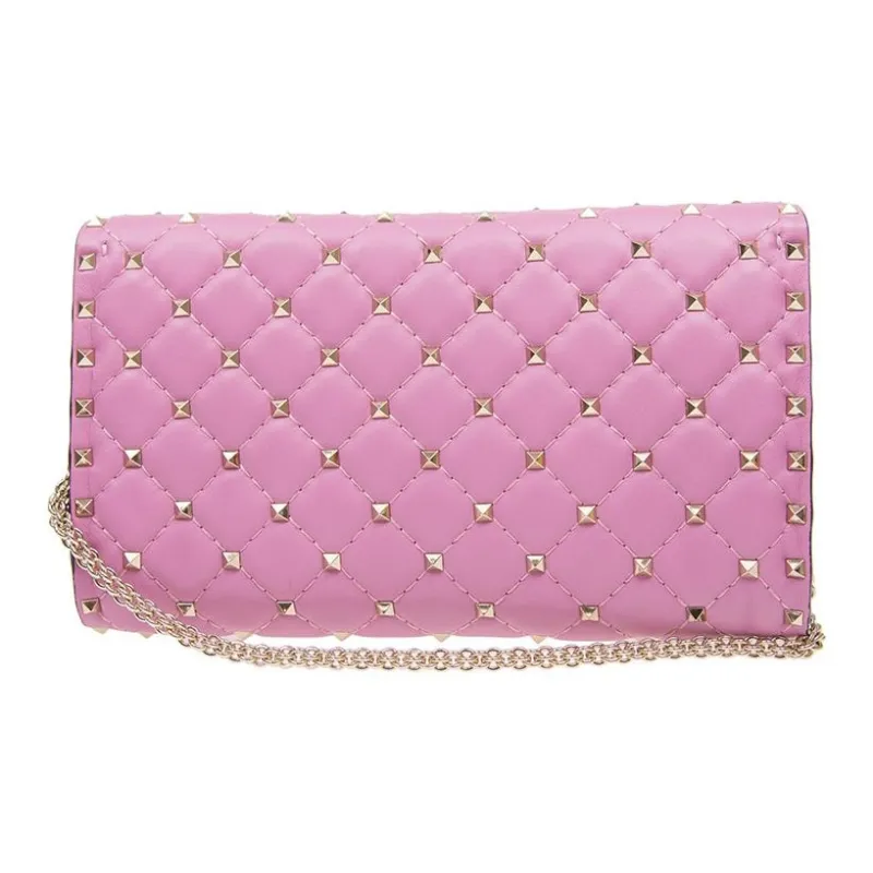 Valentino Cow Leather Shoulder Bag Crossbody Bag Women's Pink Purple-2