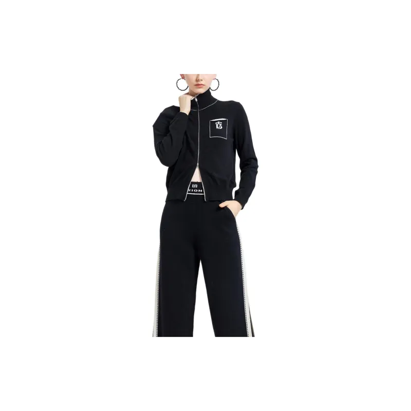 BESIONIA FW23 Knitted Sports Pants Women's Black-3