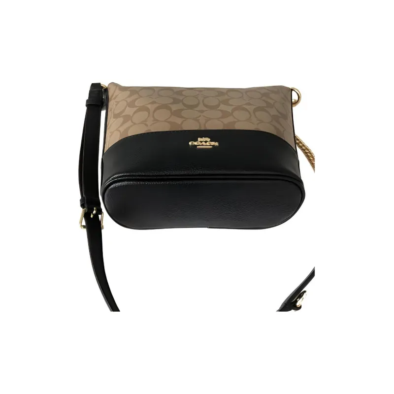 COACH Paxton PVC Hobo Bag Shoulder Bag Crossbody Bag Small Size Women's Khaki Monogram Black-2