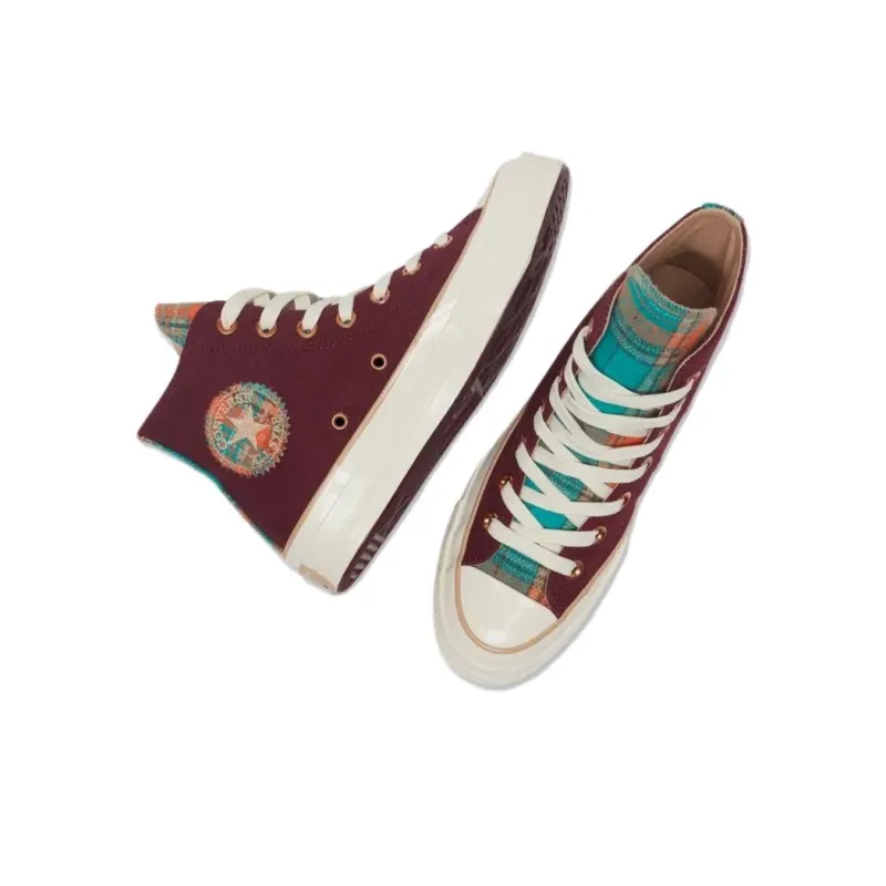 Converse Women's Chuck 70 High 'Canvas & Plaid Deep Bordeaux'-3