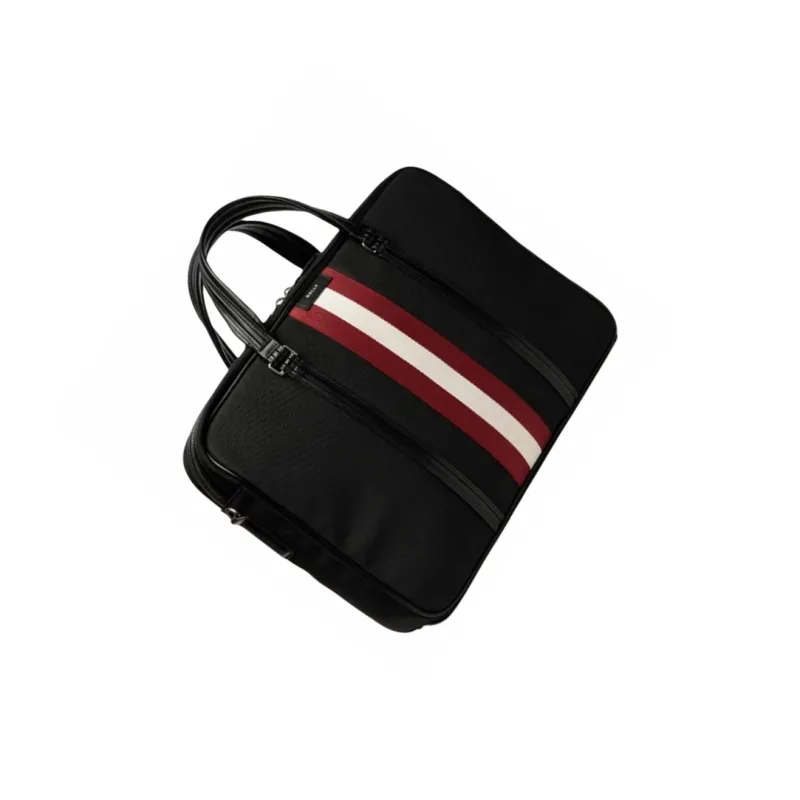 BALLY Cow Leather Briefcase Large Size Men's Black-2