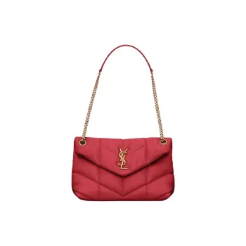 SAINT LAURENT PUFFER Nappa Leather Shoulder Bag, Crossbody Bag Trumpets Women's Red