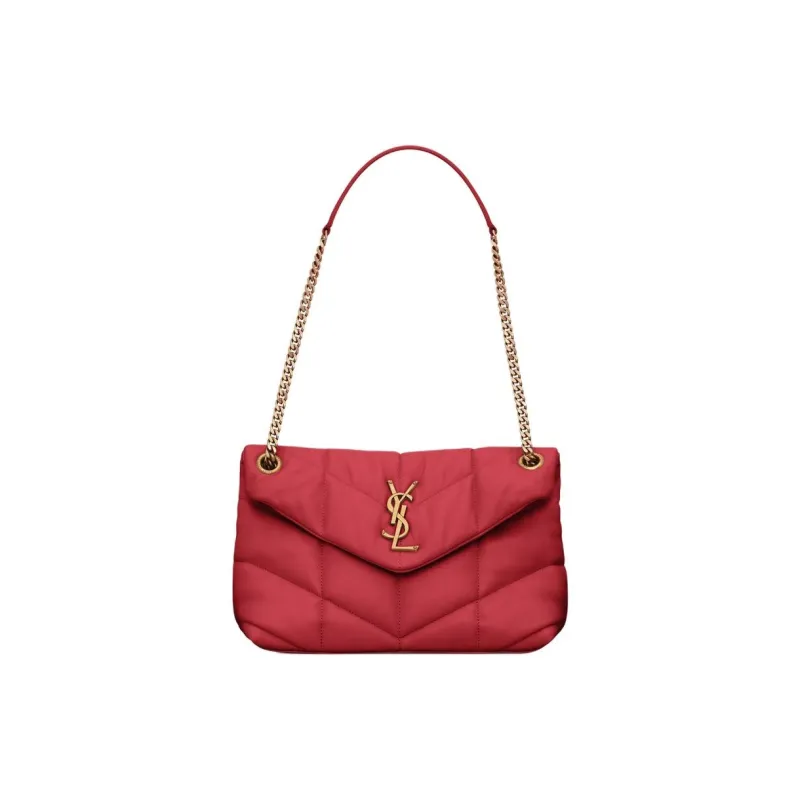 SAINT LAURENT PUFFER Nappa Leather Shoulder Bag, Crossbody Bag Trumpets Women's Red-0