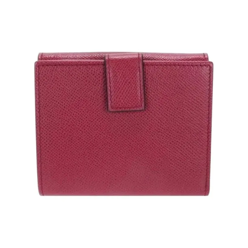 FERRAGAMO GANCINI Stamped Calfskin Wallet Women's Red-2