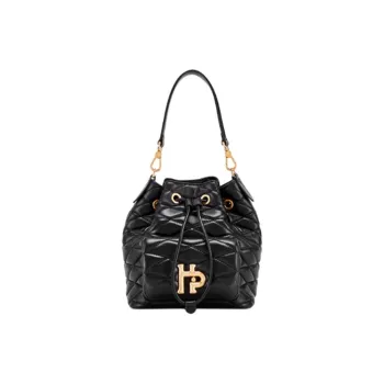 Hush Puppies Sheepskin Bucket Bags Shoulder Bag Crossbody Bag Handbag Medium Size Women's Black/grey Apricot