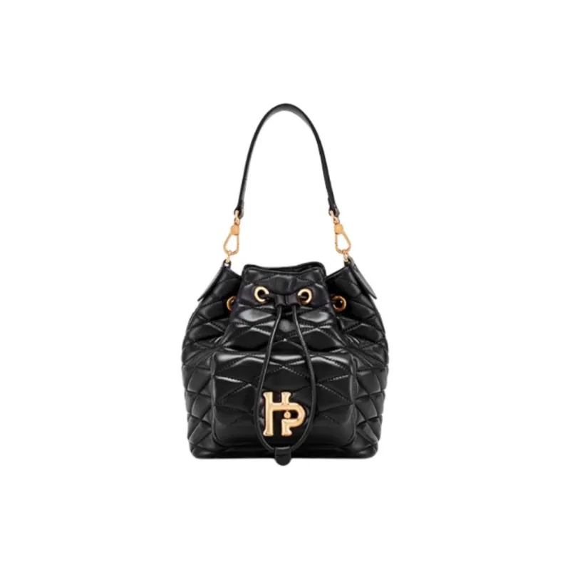 Hush Puppies Sheepskin Bucket Bags Shoulder Bag Crossbody Bag Handbag Medium Size Women's Black/grey Apricot-0