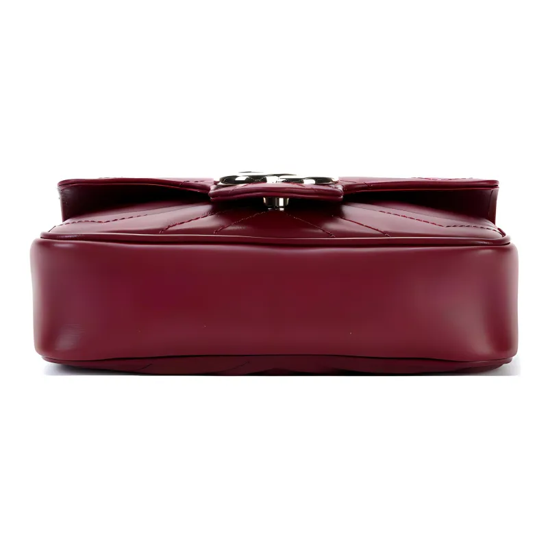 GUCCI GG Marmont Leather Shoulder Bag Crossbody Bag Extra Mini Women's Burgundy-3