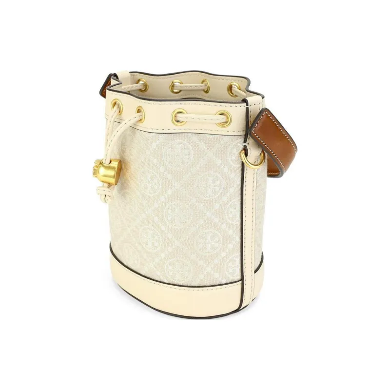 TORY BURCH Mini T Monogram Bucket Bag Ivory-1