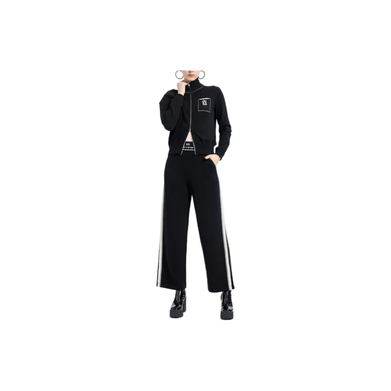 BESIONIA FW23 Knitted Sports Pants Women's Black-2