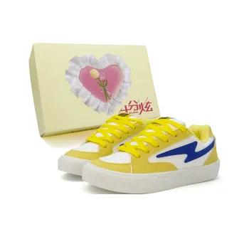 FULLXUAN Slip Resistant Low Top Skateboard Shoes Women's White Yellow Blue Box Included