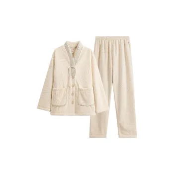 FENTENG Pajama Set Women's Beige Apricot