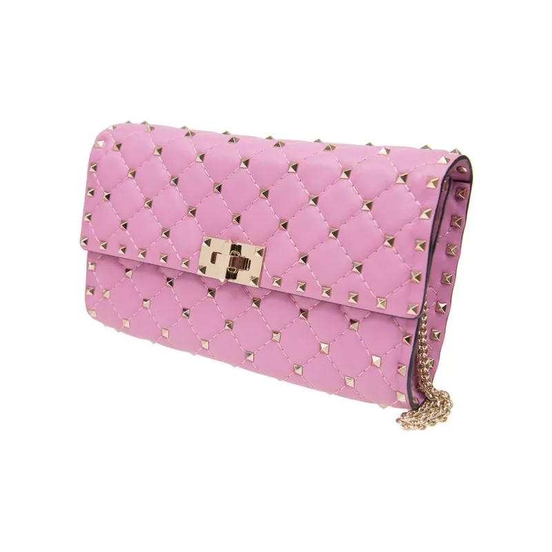 Valentino Cow Leather Shoulder Bag Crossbody Bag Women's Pink Purple-1