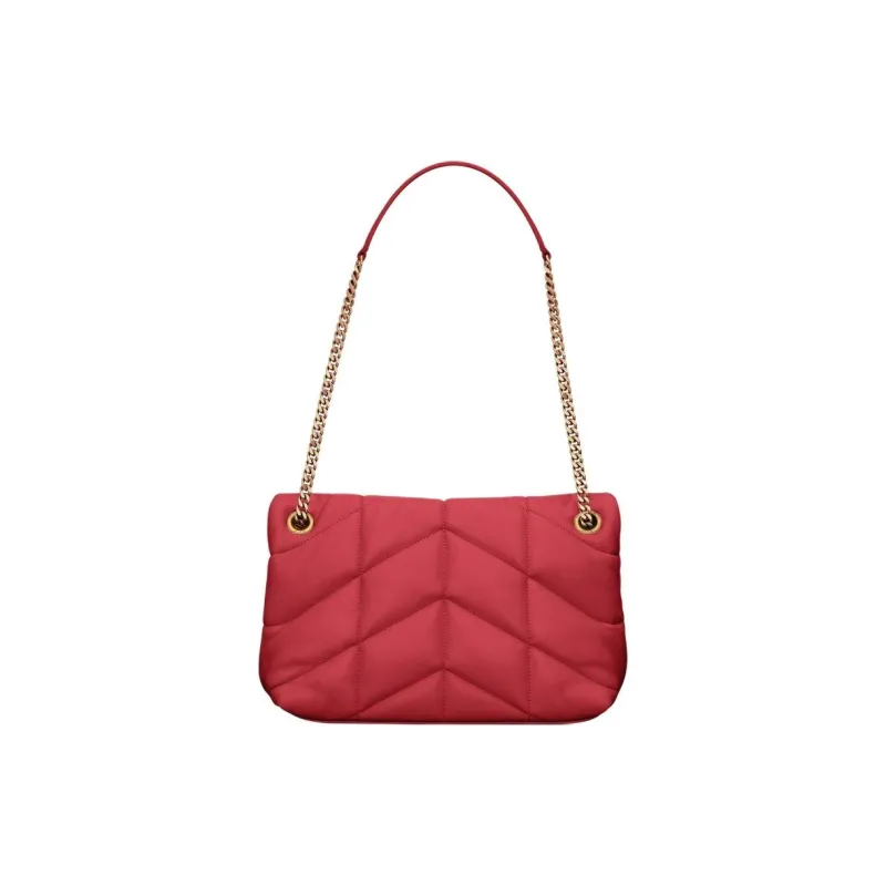 SAINT LAURENT PUFFER Nappa Leather Shoulder Bag, Crossbody Bag Trumpets Women's Red-4