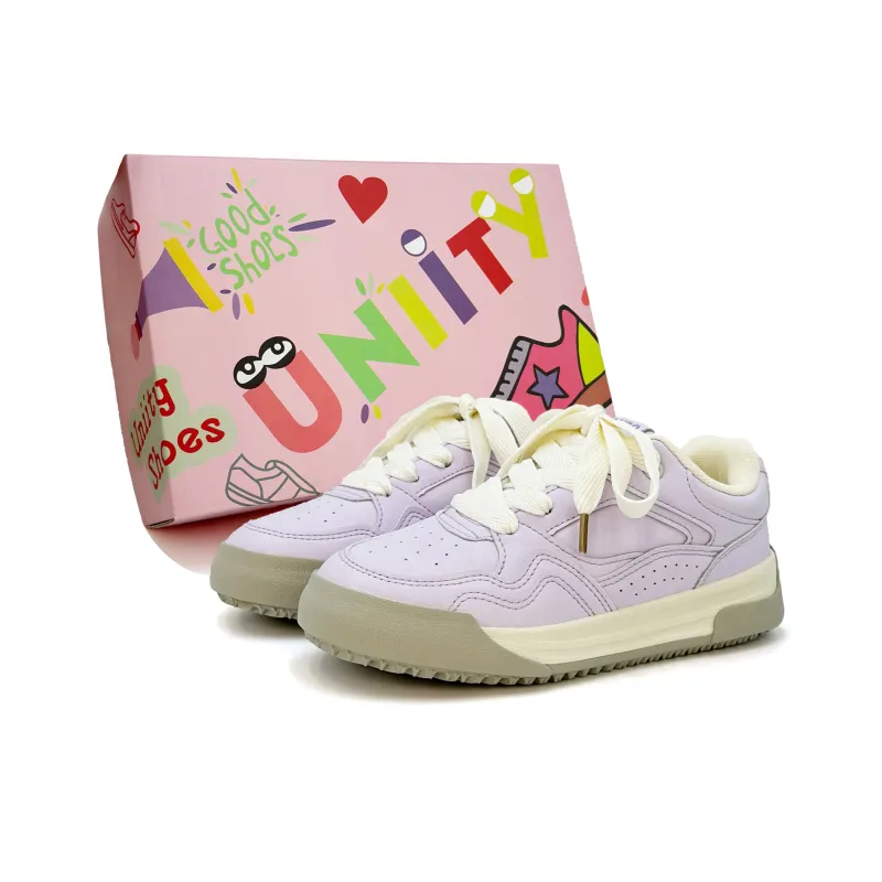 UNIITY Thickness White Sneakers Wear resistant, Lightweight, Breathable, And Non slip. Low Top Skateboard Shoes Women's-5