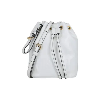 MOSCHINO Leather Bucket Bags Handbags Medium Size Women's White