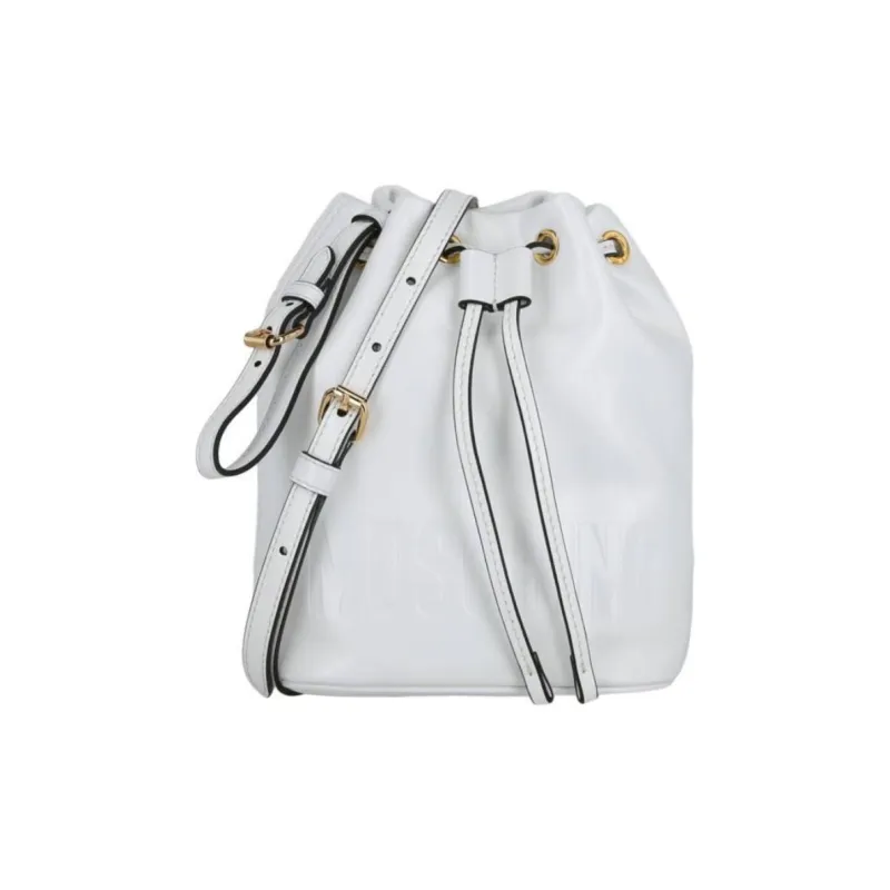MOSCHINO Leather Bucket Bags Handbags Medium Size Women's White-0