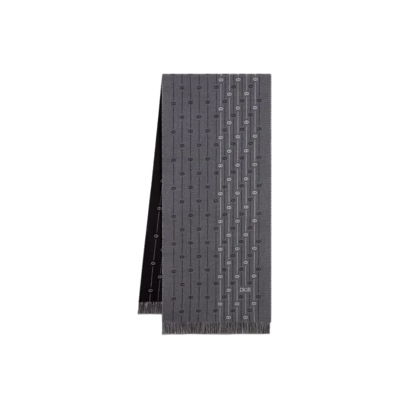 DIOR Sheep Wool Knit Scarves Men's Coal Gray-0