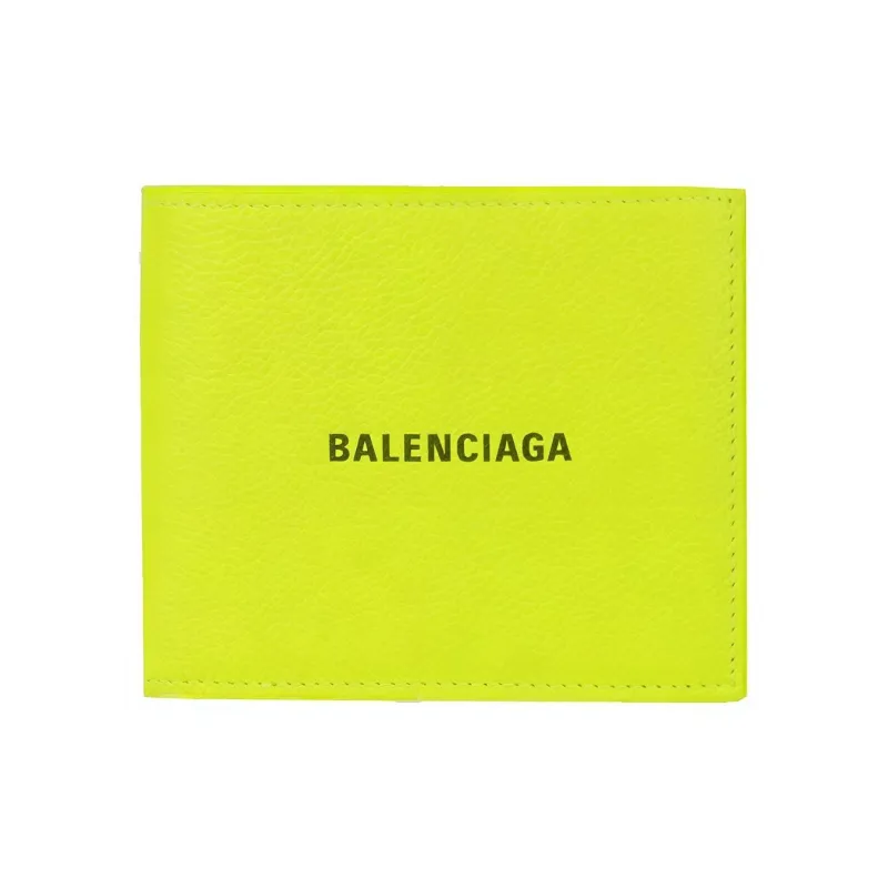 Balenciaga Cow Leather Coin Purses Wallets Men's Yellow-0