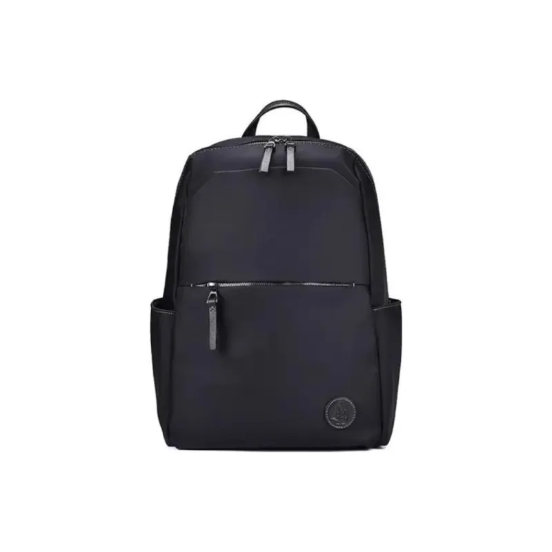 Hush Puppies Fabric Cow Leather Patchwork Backpack Large Size Men's Black-0