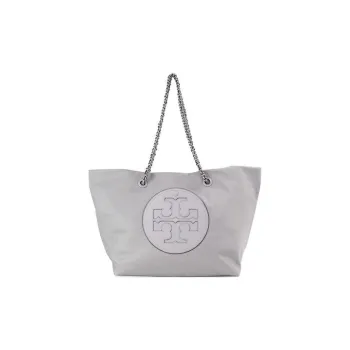 TORY BURCH Ella Fabric Artificial Leather Tote Bag Shopping Bag Shoulder Bag Handbag Medium Size Women's Gray