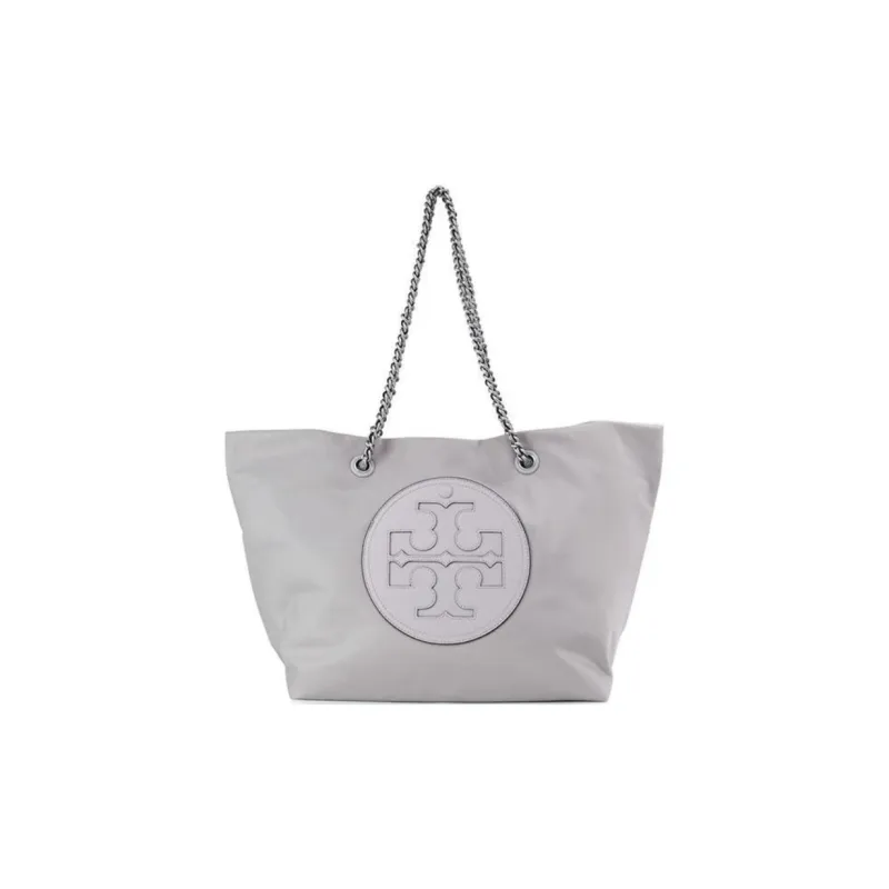 TORY BURCH Ella Fabric Artificial Leather Tote Bag Shopping Bag Shoulder Bag Handbag Medium Size Women's Gray-0