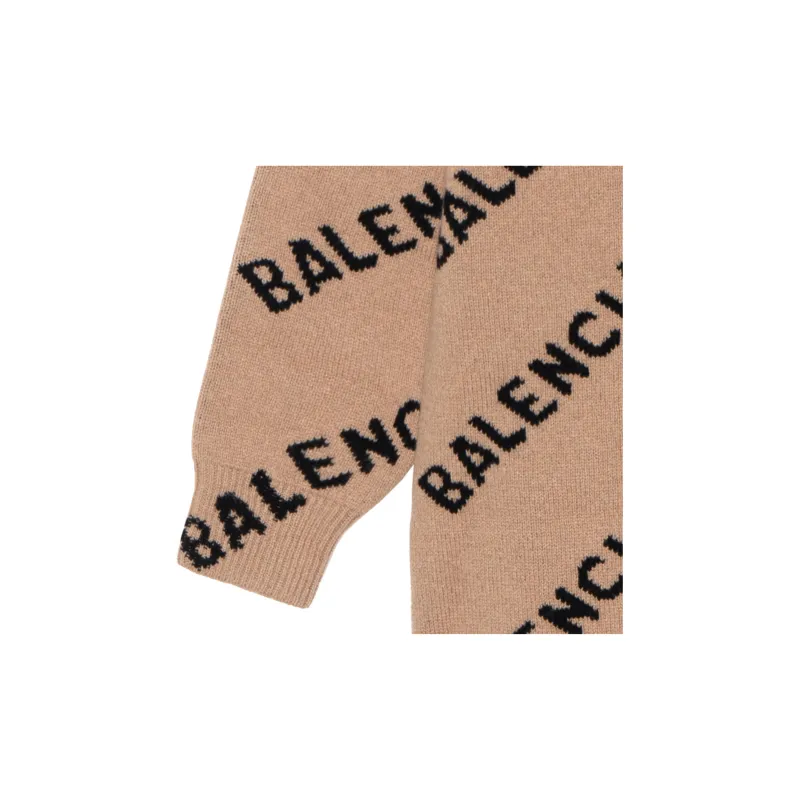Balenciaga All Over Logo Crewneck 'Beige/Black'-5