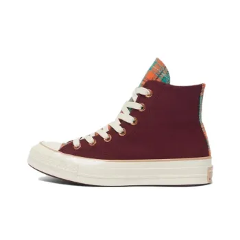 Chuck 70 Women's Converse High 'Canvas & Plaid Deep Bordeaux'