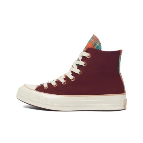 Chuck 70 Women's Converse High 'Canvas & Plaid Deep Bordeaux'