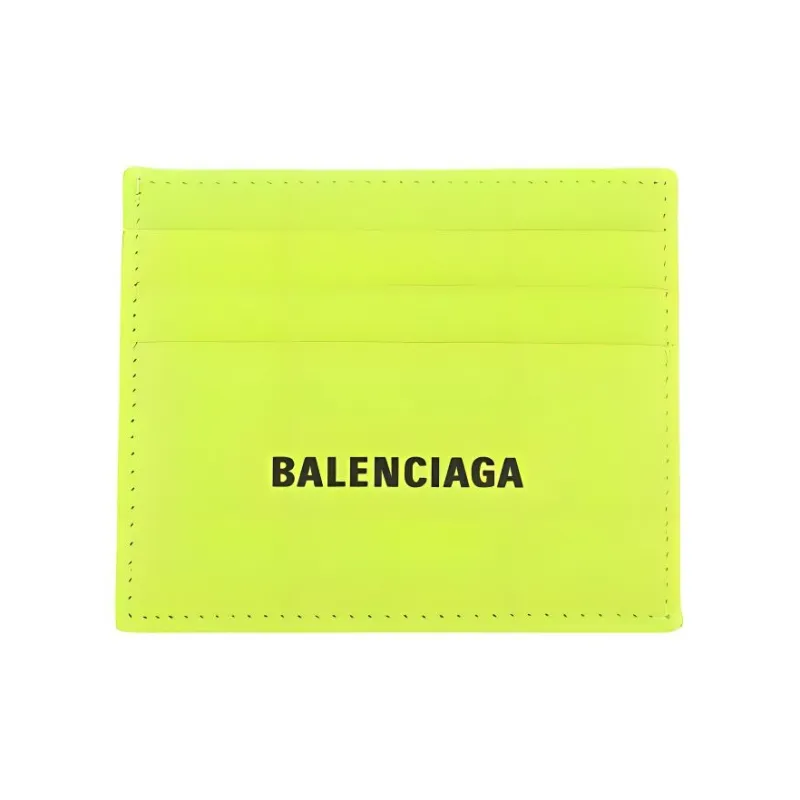 Balenciaga Grained Calfskin Wallets Card Holders Men's Light Yellow-0