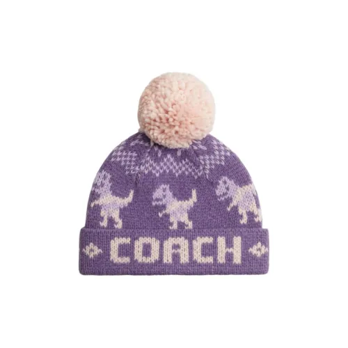 COACH Wool Beanies Men's Purple/Multicolor